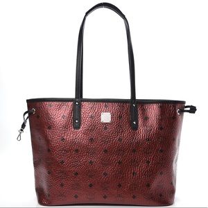 MCM Metallic Visetos Medium Anya Shopper Tote